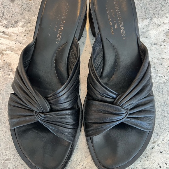 Donald J. Pliner Shoes - Donald J. Pliner Black Knotted Leather Mules